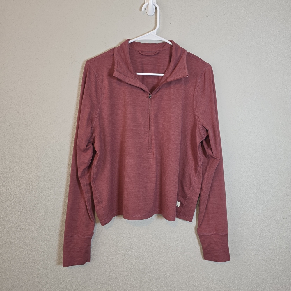 Vuori Crescent Half Zip Heathered Red Pullover Large Athleisure Yoga Performance - Picture 2 of 8
